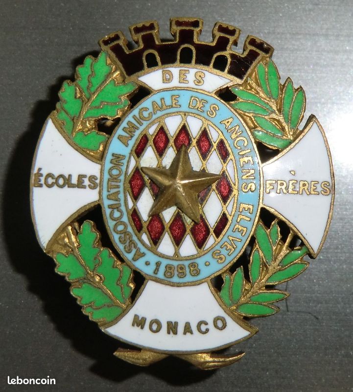 Broche boutonnière Association anciens élèves Ecoles des Frères de Monaco 1898 (image 1)