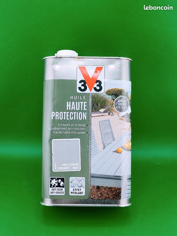 Huile V33 Haute Protection pour mobiliers de jardin, Couleur GRIS CENDRÉ MAT-OPAQUE 1L (image 12)