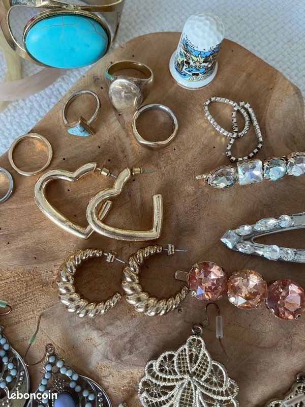 Lot De Bijoux Fantaisie - Bracelet Perles, Bague, Boucles D'oreilles, Collier Camée