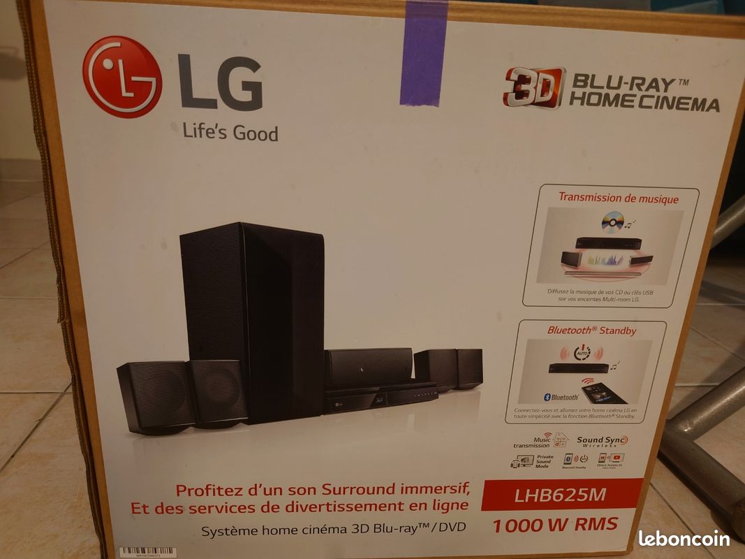 Home cinéma LG 5.1 1000W rms Blu-ray Divx Bluetooth super état très peu servi (image 3)
