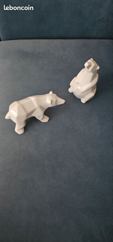 Deco : duo d ours en céramique blanche (image 1)