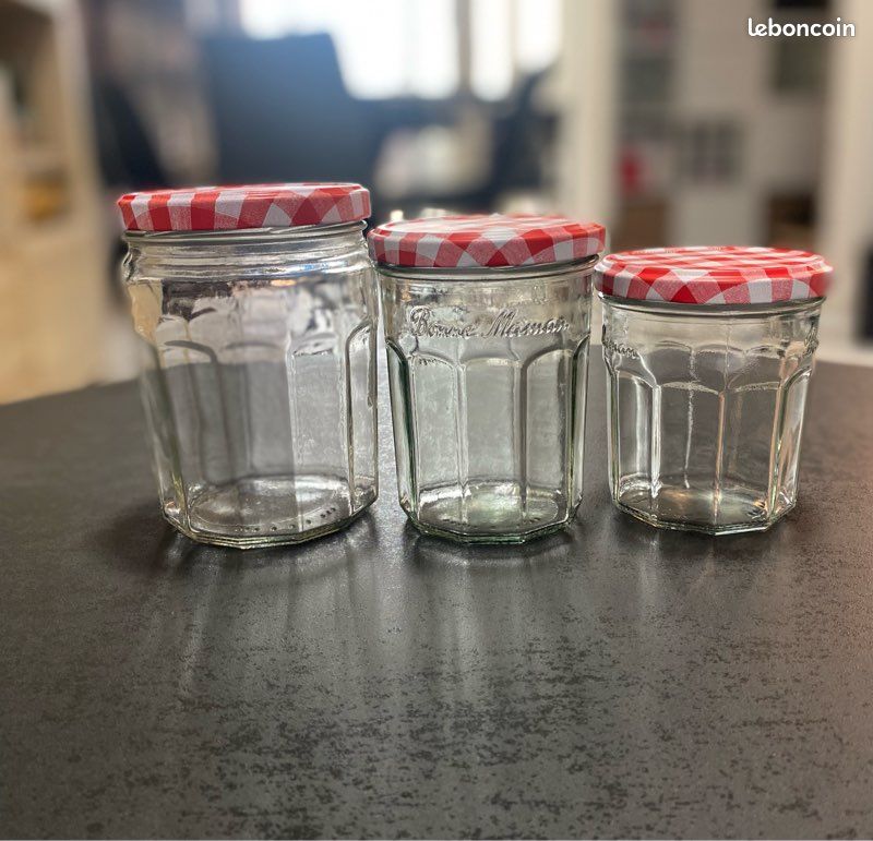 3 pots en verre Bonne Maman • Couvercle vichy rouge • 3 tailles (image 10)