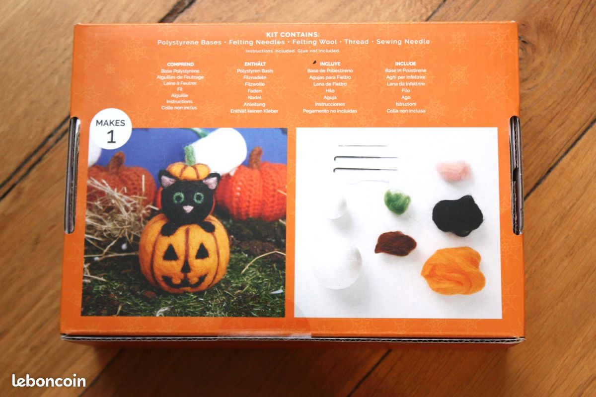 Kit de broderie citrouille chat noir : travaux d'aiguille d