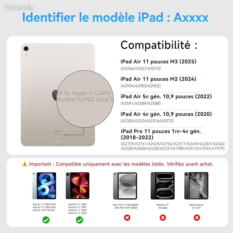 CC Store Clavier pour iPad Air 11" M3 2025/M2 2024, Air 5 2022/Air 4