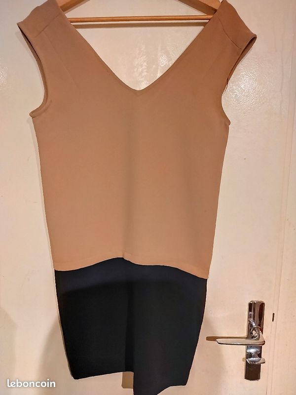 Robe bicolore Mango Suit beige et noir (image 5)