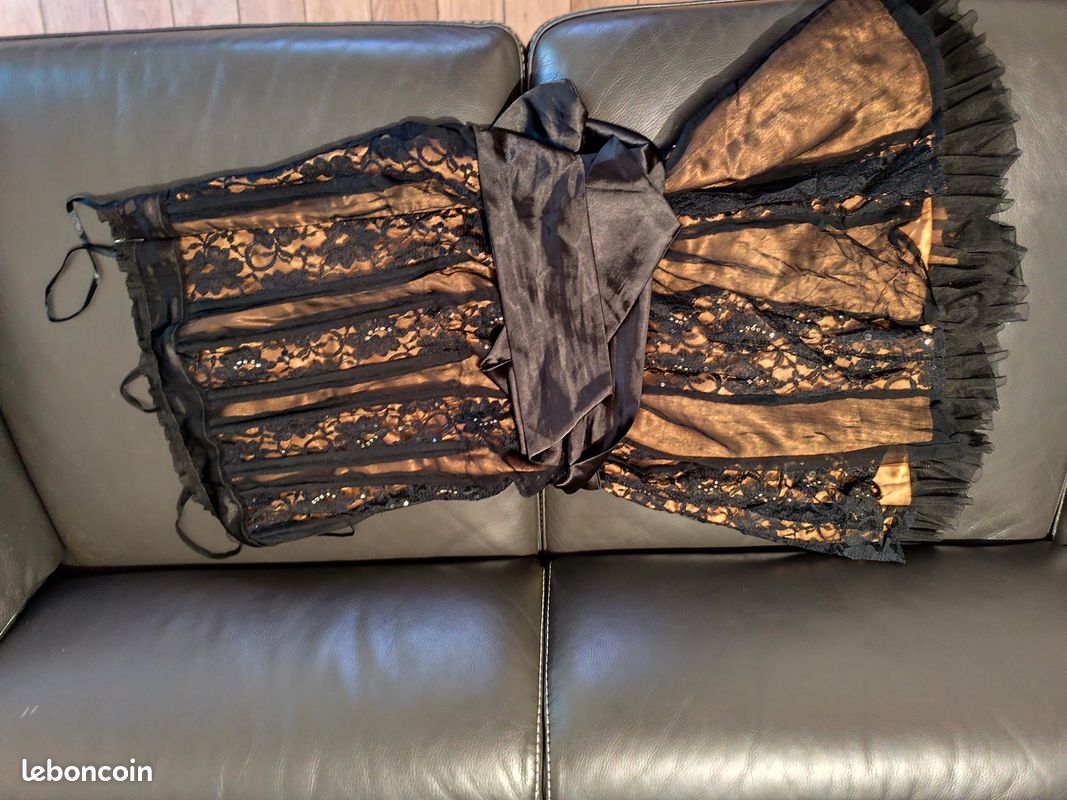 Robe De Soirée Derhy Noire - Taille S, Lin Et Voile, Longueur 98 Cm - Comme Neuve