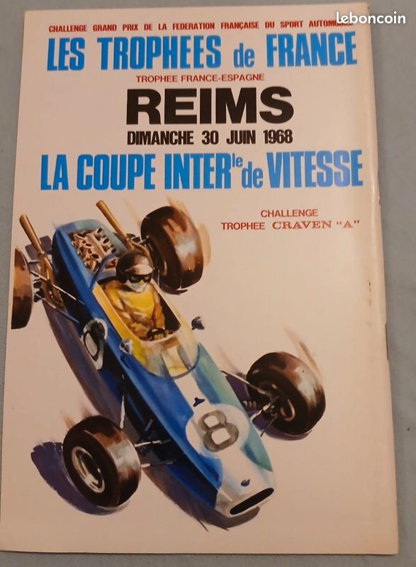Ancienne Affiche Pau 1968 – Trophées De France F1 Craven A – 39x59cm – Originale