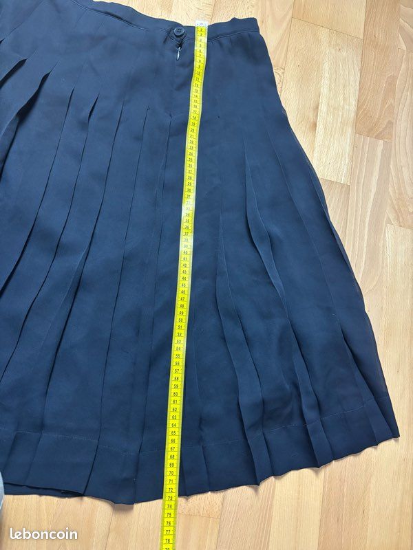 Jupe Plissée C&A Taille L – Bleu Marine, Ligne A, Longueur Midi – Femme
