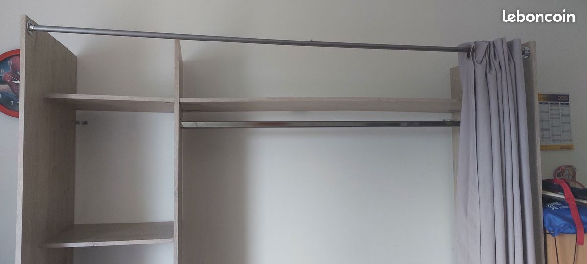 Dressing beige avec rideau et 2 tiroirs (image 4)