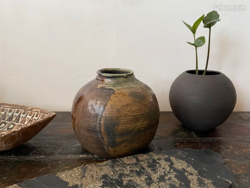 Vase boule vintage céramique grès émaillé (image 6)