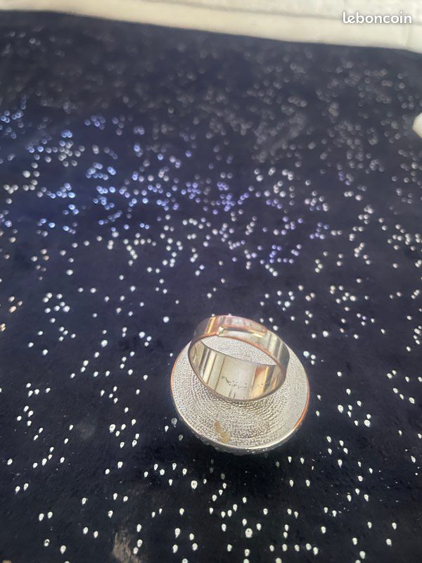 Bague Fantaisie Argentée Sertie - Taille 52, Métal Argenté, 13,6 G, Occasion En Bel état