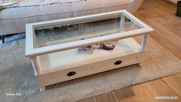 Table Basse Coffre En Bois Shabby Chic – Fait Main, Vintage, Rustique (81cm)
