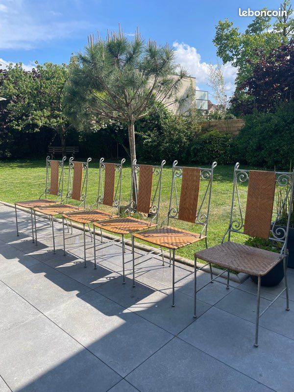 Lot de 6 chaises fer forgé et osier (image 1)