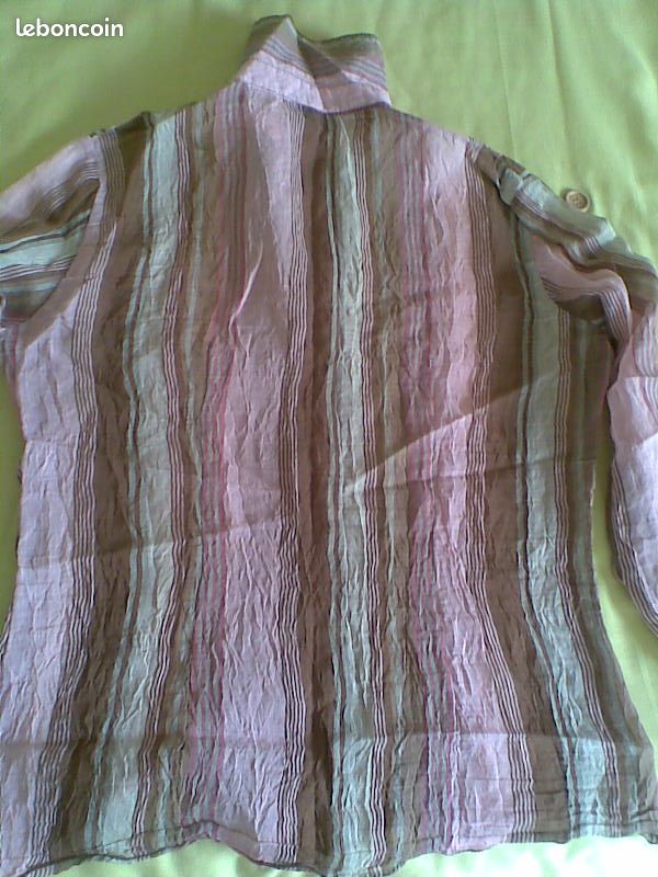 Chemisier rayé rose 36-38 (image 2)