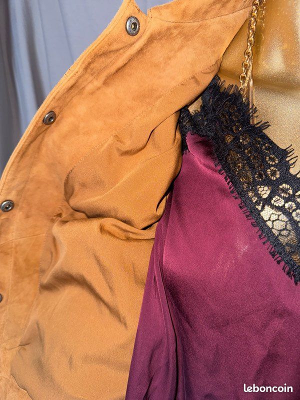 Veste motard perfecto en cuir IKKS (image 8)