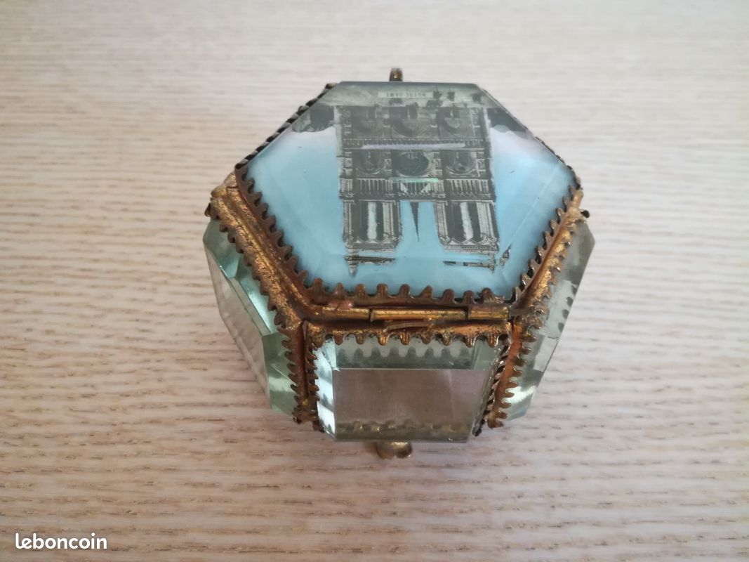 Boîte à bijoux hexagonale verre biseauté - Souvenir de Notre Dame - Napoléon III (image 4)