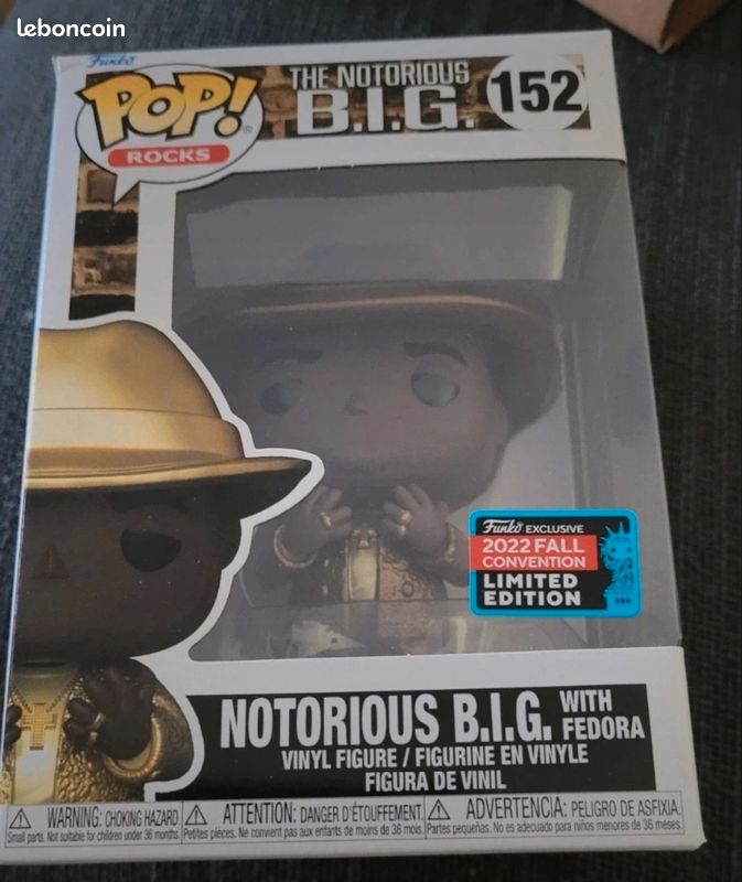 The notorious big B.I.G with fedora gold funko pop 2022 fall convention limited edition numéro 152 (image 1)