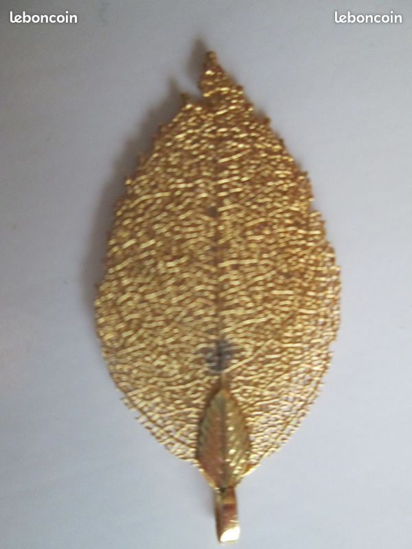 Vintage Applique Murale Caro En Feuille D'Or Blanc B : 29cm Lampe Salon