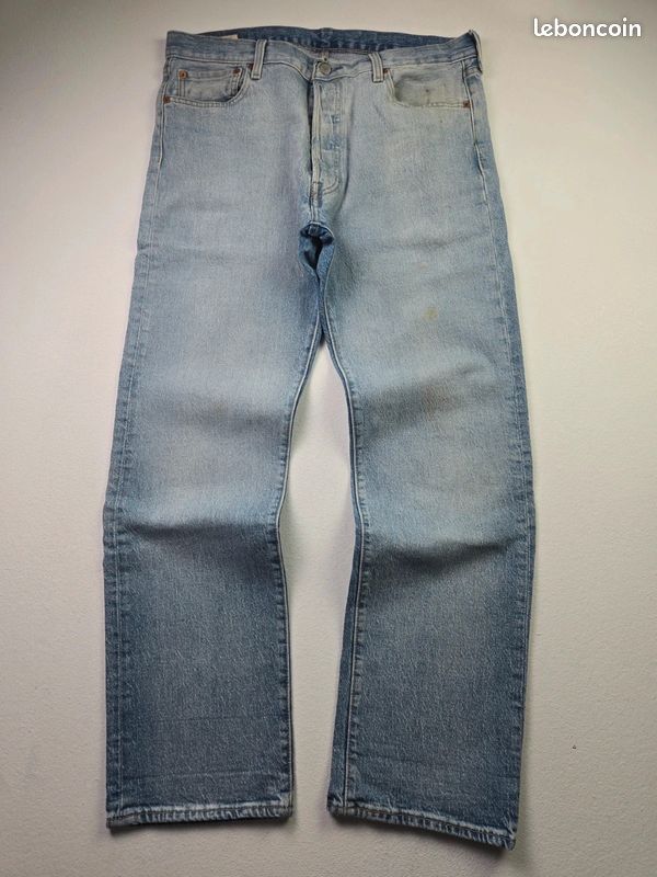 Jean Levi's 501 bleu taille W36 coupe droite washed (A31) (image 5)