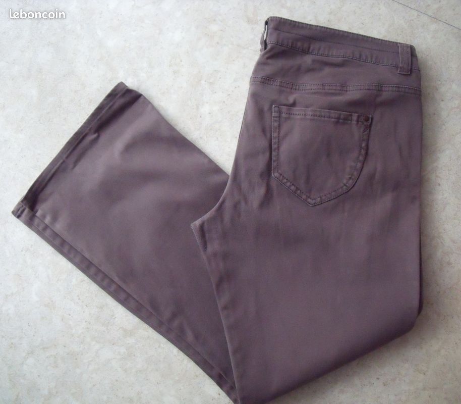Pantalon Chic Femme Camaïeu Taille 44 - Gris Foncé, Taille Basse, Polyester/viscose, Parfait état