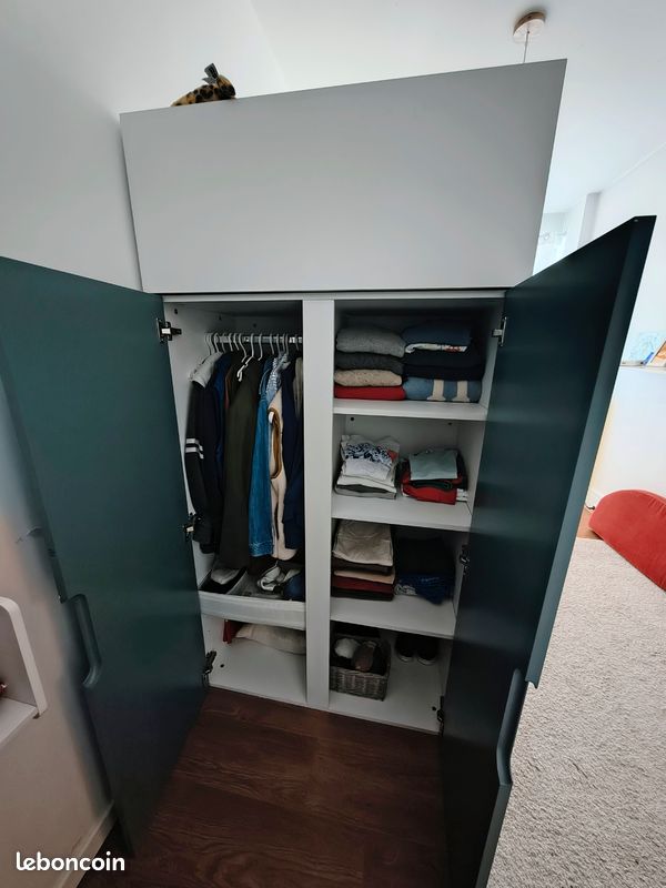 Lit mezzanine avec bureau et armoire (image 5)