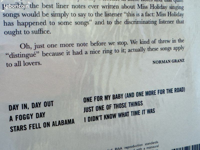 Album vinyle Jazz - Billie Holiday, Songs for Distingué Lovers (image 9)