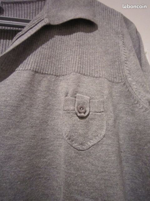 Pull gris col tunisien (image 4)