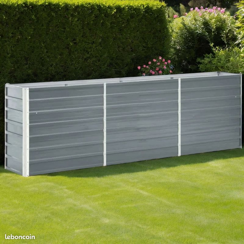 Festnight Lit De Jardin Surélevé Métal Ovale Gris 296 X 80 X 68 Cm - Potager Surélevé Acier