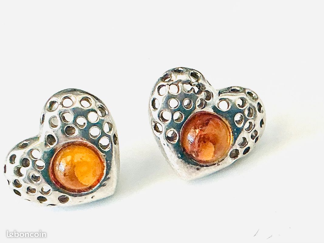 Boucles D’oreilles Ambre Naturel – Argent 925 Plaqué Or, Filigrane, Cadeau