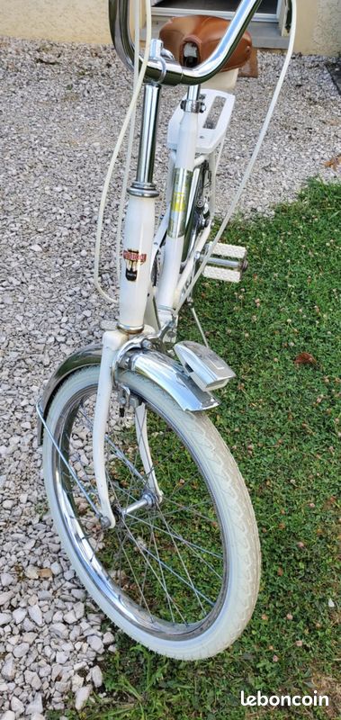 ANCIEN TABOURET VINTAGE soudexvinyl metal skai blanc chrome années 70 retro EUR 49,00 - FR