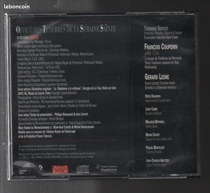 François Couperin Office des Tenebres CD (image 2)