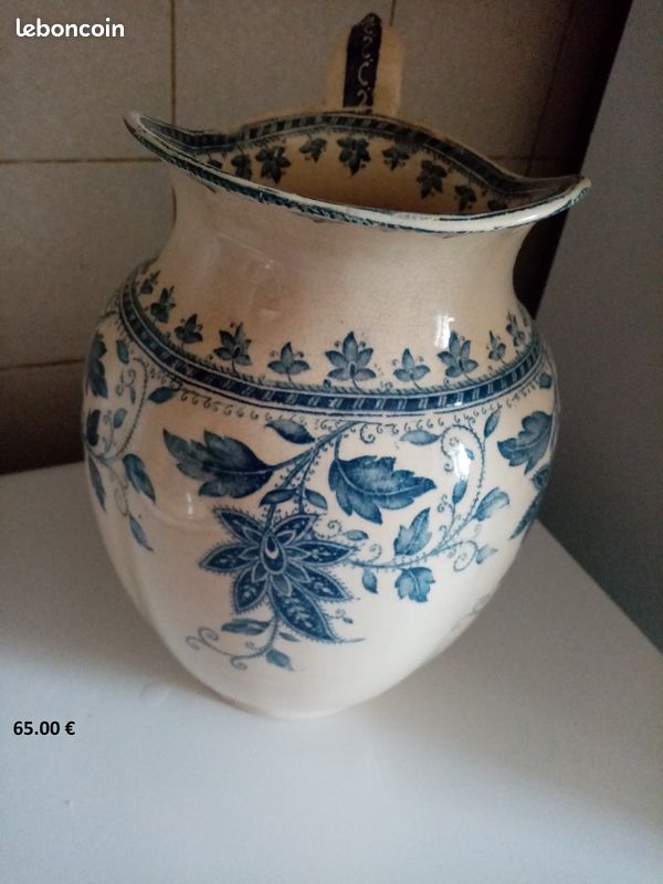 Ancienne vasque et Broc en Faience "Sarregueminnes" (image 2)