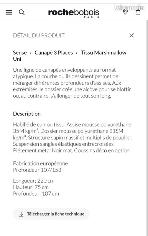 Canapé "sens" ROCHE BOBOIS (image 6)
