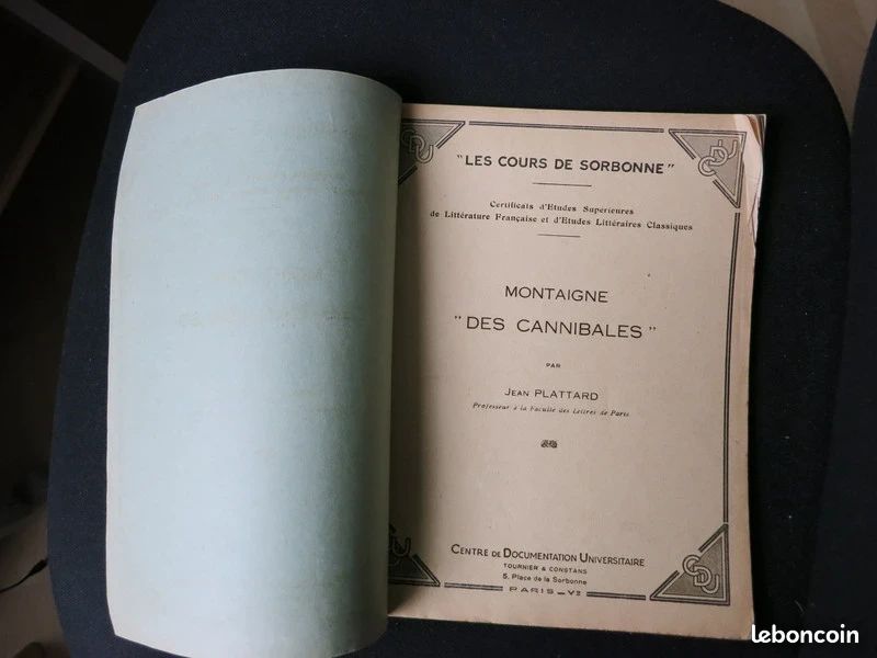 Les Cours De Sorbonne. Montaigne. Des Cannibales. 1942 (image 2)