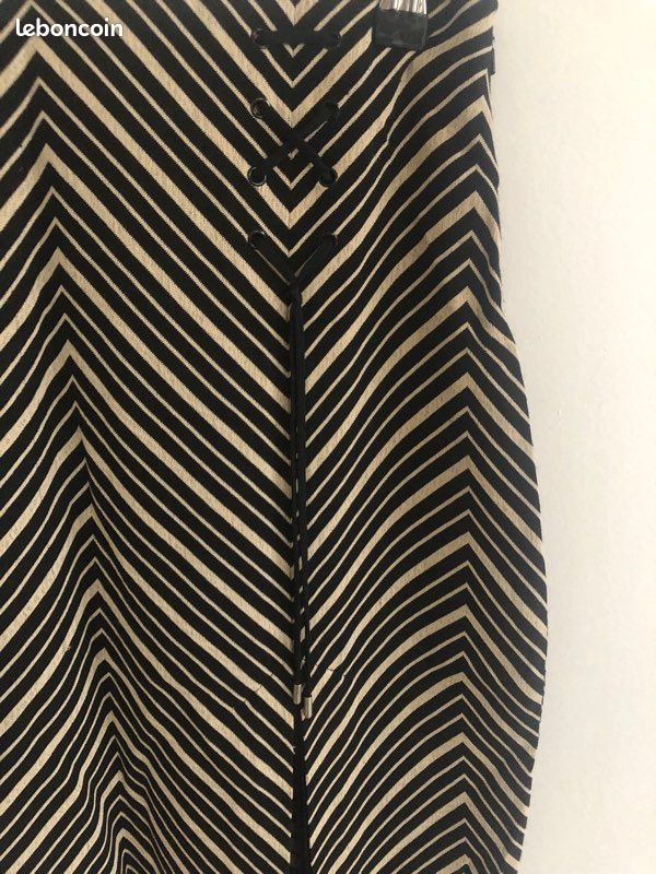 Jupe fendue noir et beige mango (image 2)