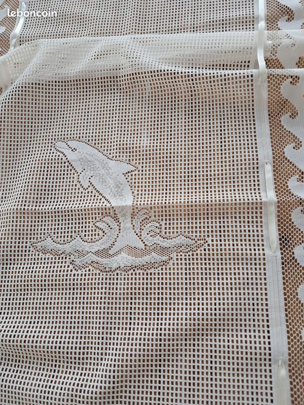 Lot De 2 Rideaux Brise-bise Coton Beige Brodés - 165x44cm