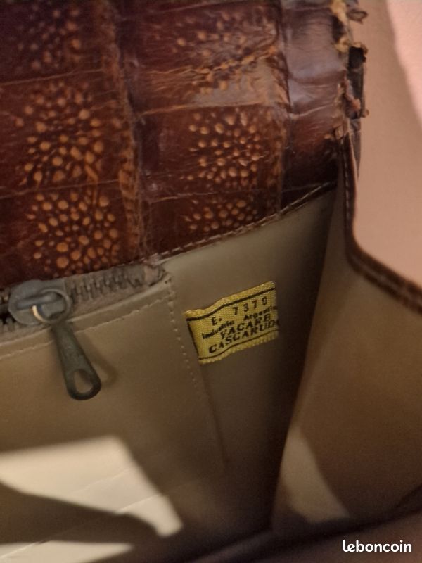 Sac Vintage En Cuir Crocodile (crocodile) - Marron, Porté épaule Pour Femme