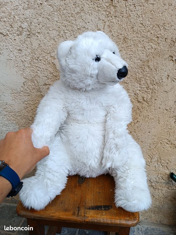 Ours Polaire Peluche 35 Cm – Poupée Douce Et Moelleuse – Cadeau Pour Tous Âges