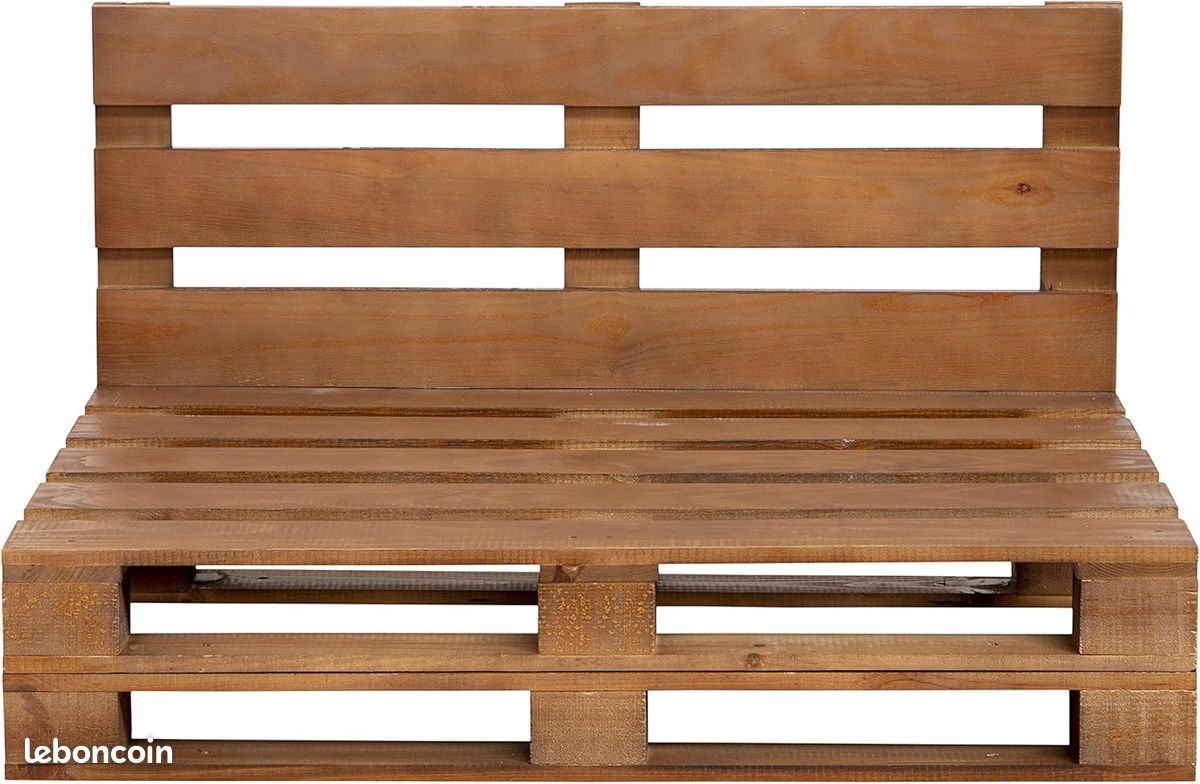 Canapé neuf façon palettes en Noyer poncées et brossées – intérieur / extérieur 120 x 60 cm (image 2)