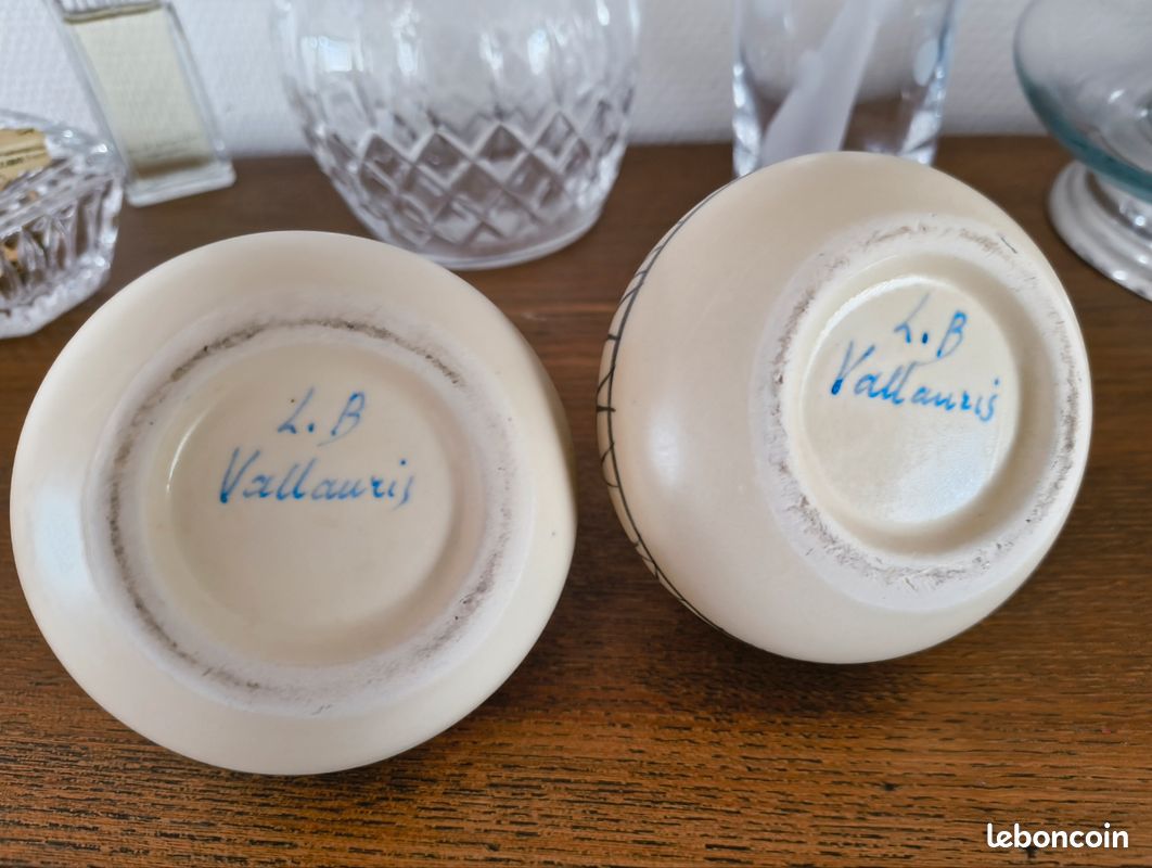 Paire de vases pique-fleurs Vallauris signé Louis Bacculini (image 4)