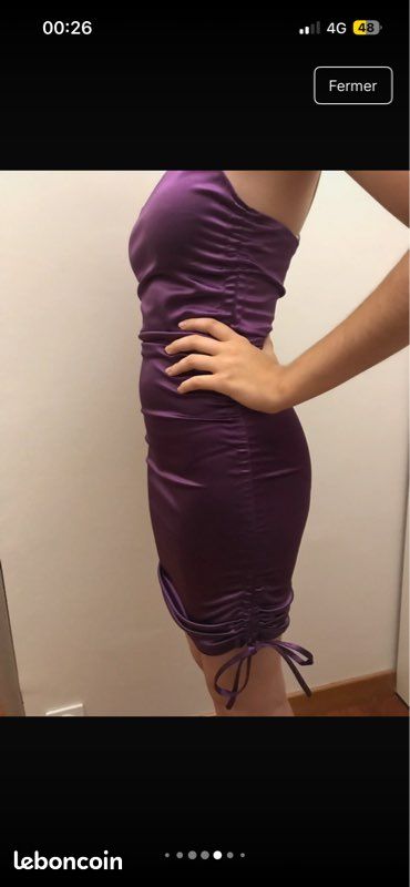Robe De Soirée Vintage Violette - Taille UK 8 / EUR 36 - Longueur Genoux - Style Cocktail