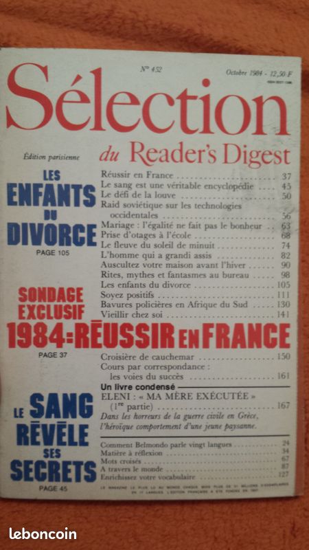 Livre selection du reader's digest octobre 1984 (image 1)