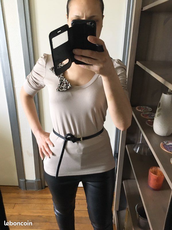 Haut Beige manches 3/4 Jennyfer taille L très bon état quasi neuf (image 3)