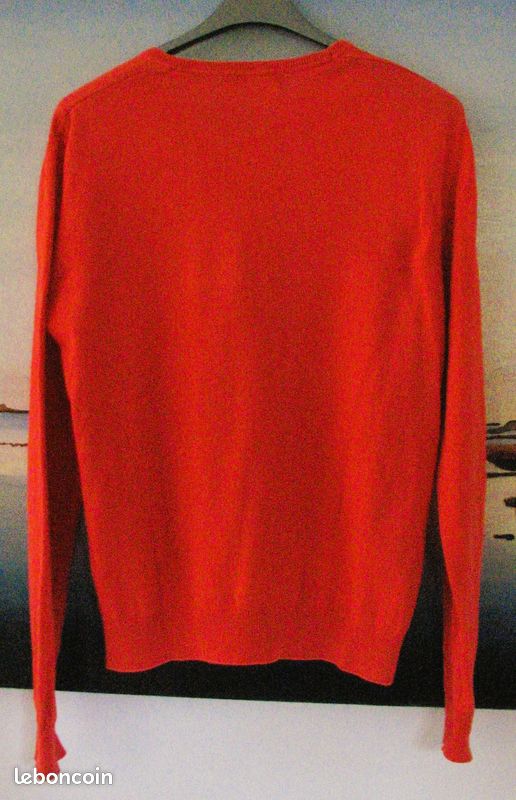 Pull femme Col en V manches longues orange taille L 