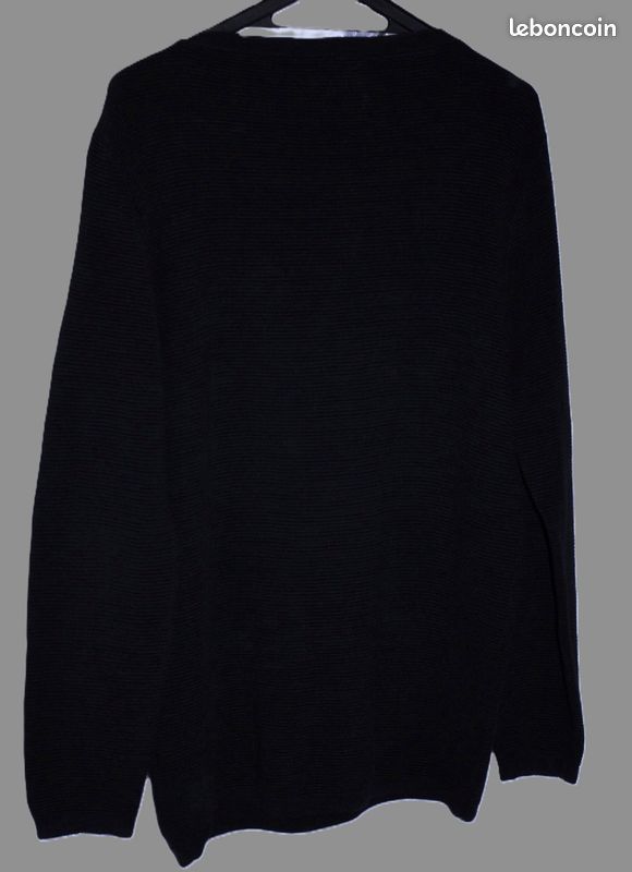 DESIGN - Pull en maille de coton mélangé avec col ouvert - Bleu