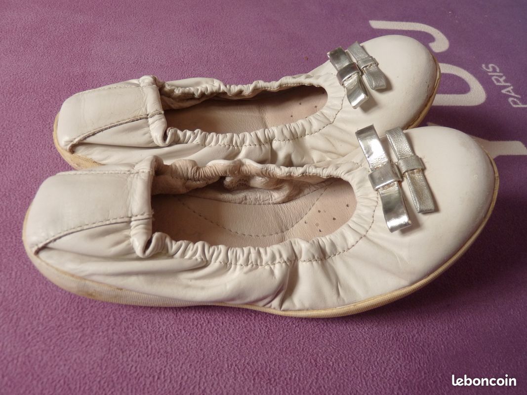 Ballerines cuir Fille Geox TBE 32 chaussure blanc argent Chaussures - Main Image