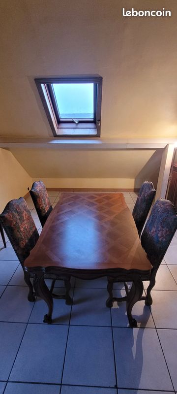 Table de salle à manger rectangulaire placage merisier (image 1)
