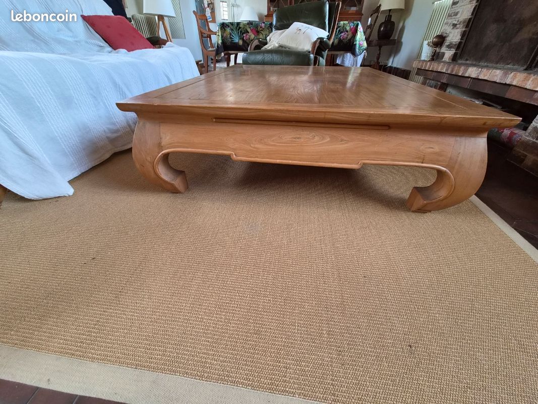 Table basse en bois massif style asiatique (image 3)