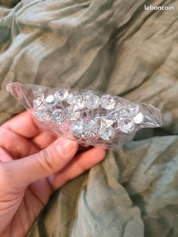 Boîte Satin Vintage Pour épingles à Cheveux - Avec Diamants - Ancienne - Occasion