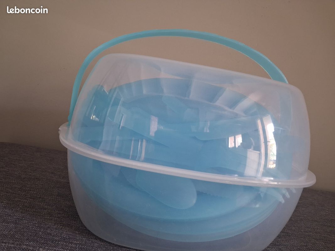 Coffret pique nique plastique bleu (image 2)